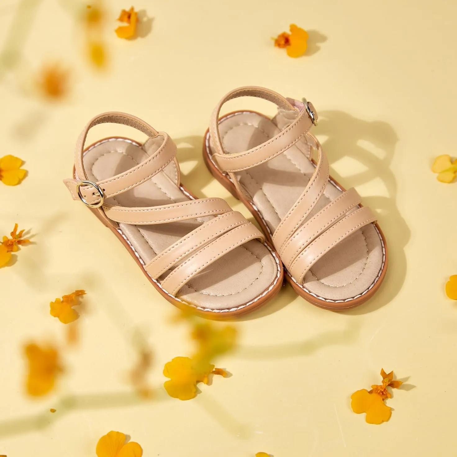 ESTINE Toddler/Little Kid Girls Dress Cross Strappy Open Toe Sandals Princess Flats Summer Flower Girl Shoes