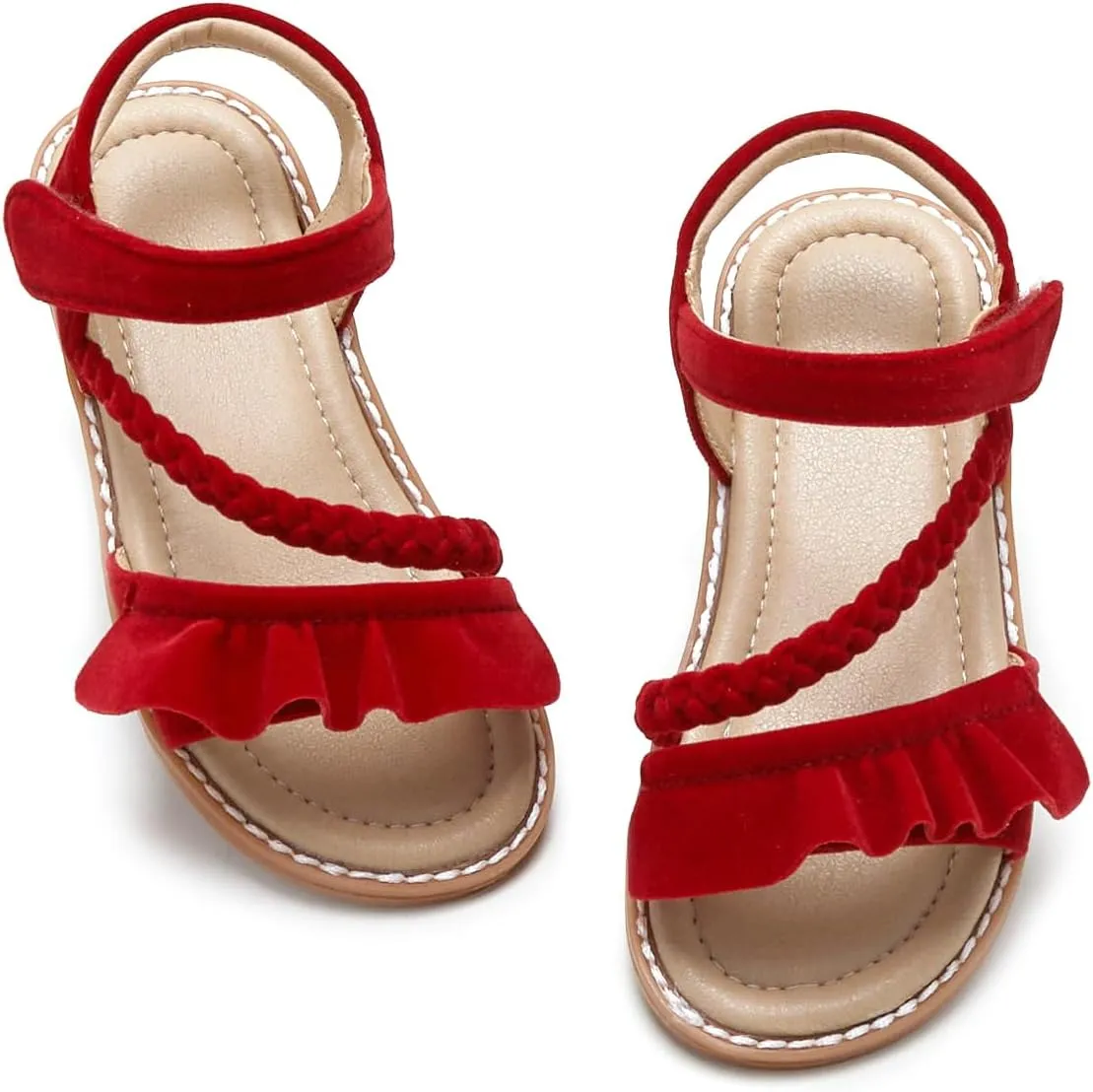 ESTINE Toddler/Little Kid Girls Dress Cross Strappy Open Toe Sandals Princess Flats Summer Flower Girl Shoes