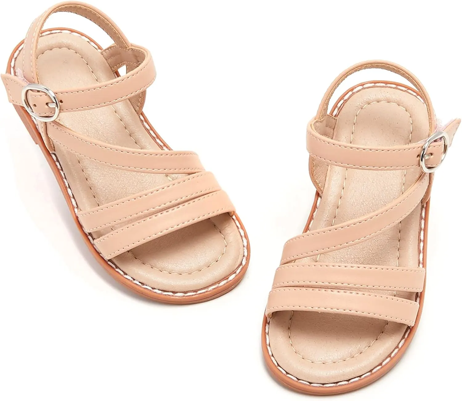 ESTINE Toddler/Little Kid Girls Dress Cross Strappy Open Toe Sandals Princess Flats Summer Flower Girl Shoes