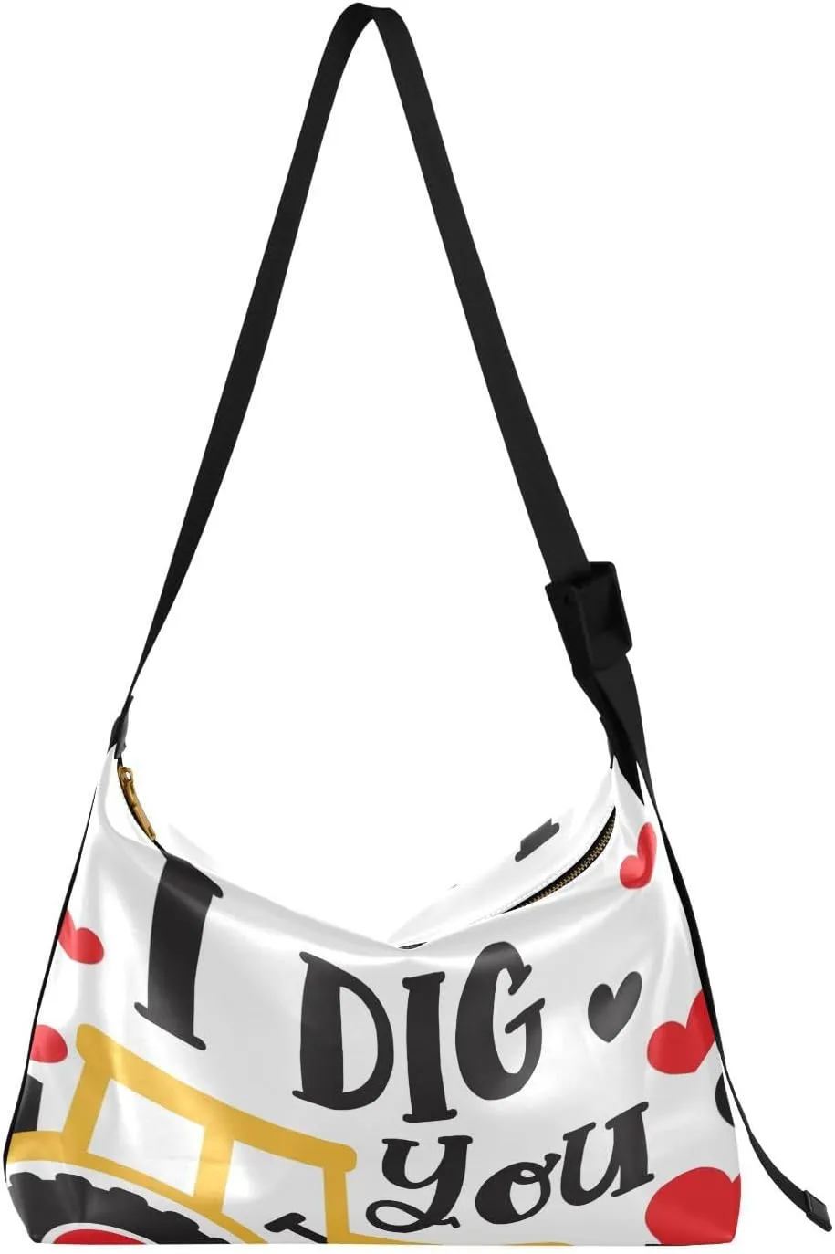 Excavator Digging Hearts Hobo Crossbody Bags for Women Leather Large Shoulder Bag Cross Body Valentine?s Day Cute Trendy Womens Tote Bags Handbag for Travel Shopping