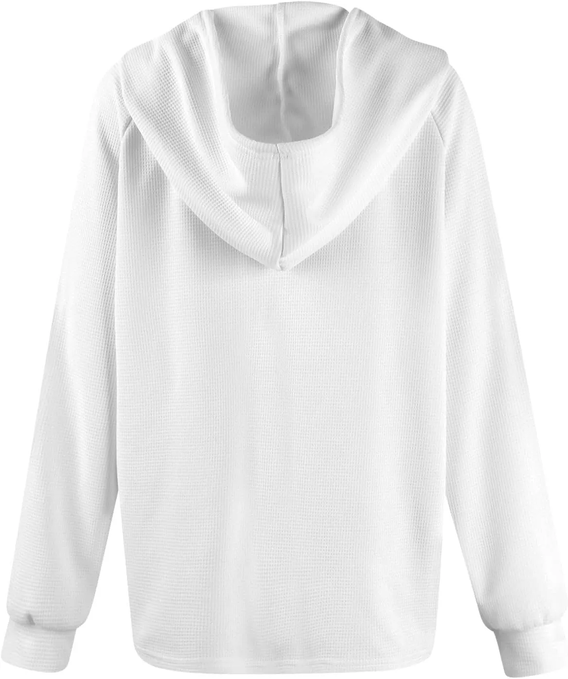 Fall Clothes Women Waffle Knit Button Hoodie Y2K Drawstring Collar Sweatshirt Plus Office Winter Blouses Long Sleeve