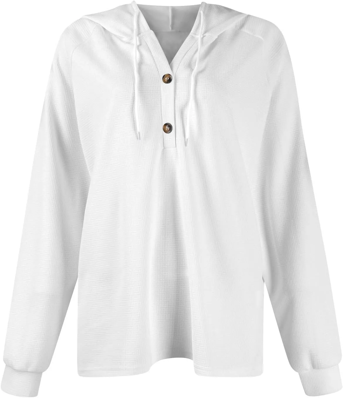 Fall Clothes Women Waffle Knit Button Hoodie Y2K Drawstring Collar Sweatshirt Plus Office Winter Blouses Long Sleeve