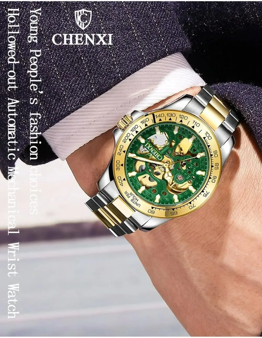 Fashion Luxury Men Skeleton Watches Royal Design Hollow Out Gear Movement Waterproof Luminous Automatic Mechanical Wristwatches