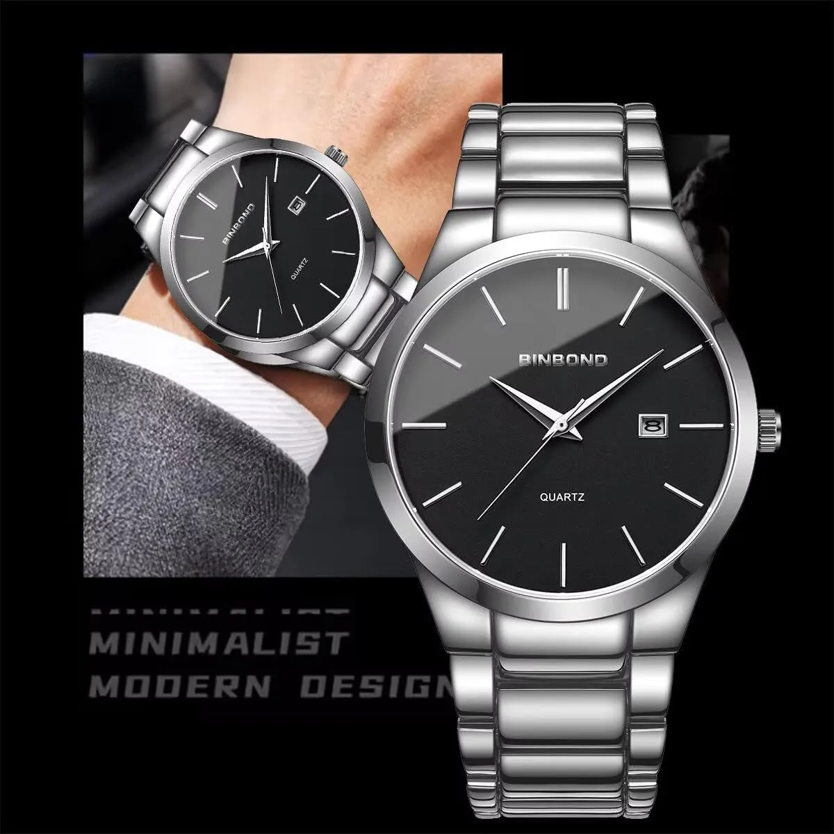 Fashion Watches for Men Calendar Waterproof Quartz Watches for Men Business Casual Stainless Steel Watch