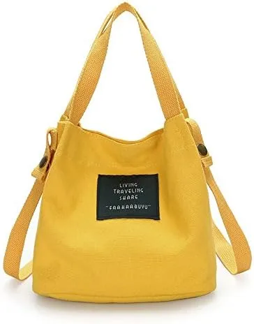 Fashion Women's Canvas Handbag Shoulder Bag Tote Purse Cute Travel Bucket bag yellow