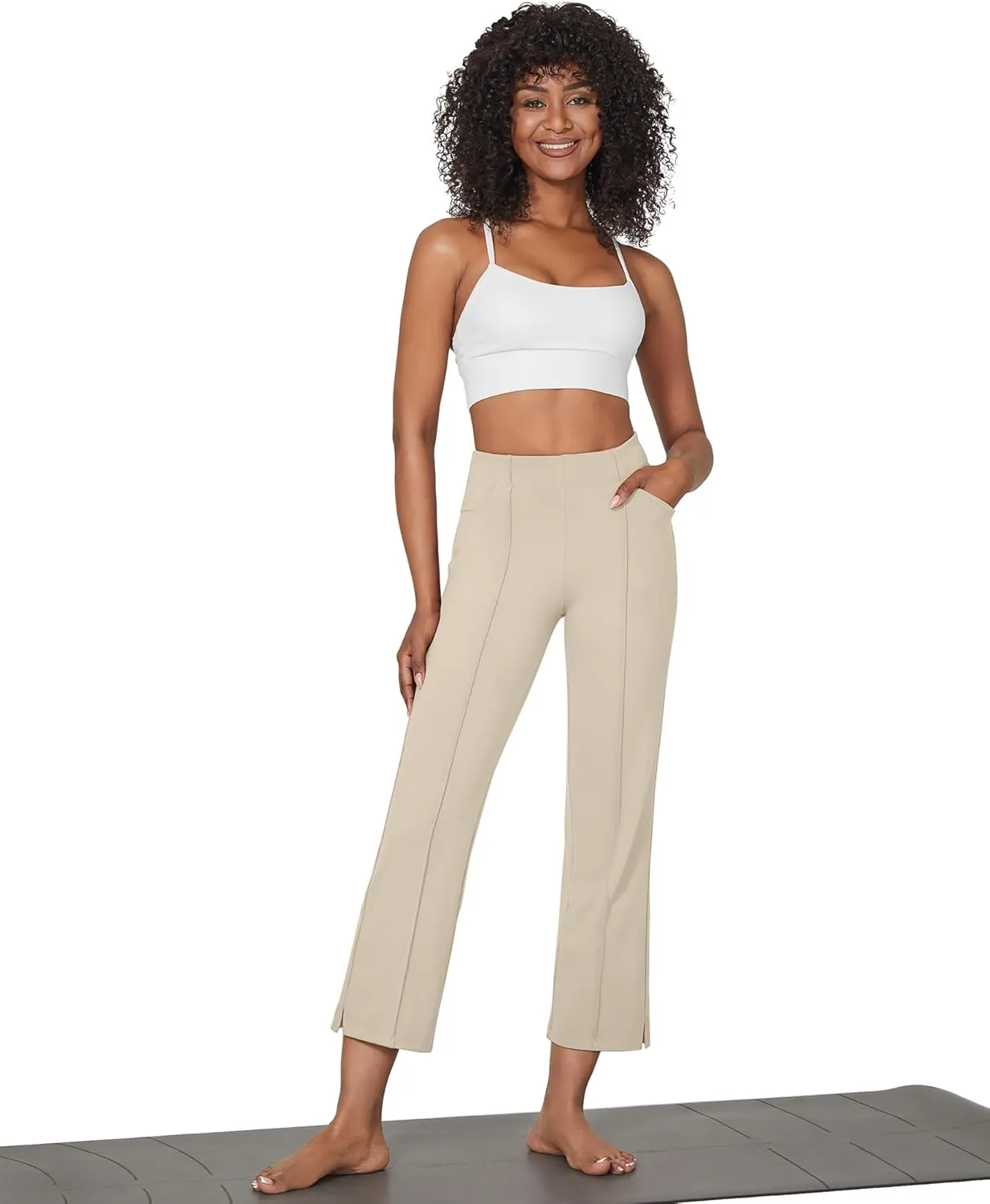 G4Free Yoga Dress Pants for Women Wide Leg Ankle Pants with Pockets Strechy Casual Loose Flare Work Pants 25"/27"/29"