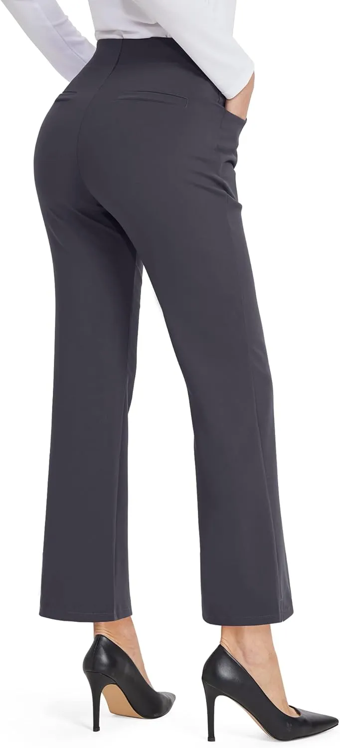 G4Free Yoga Dress Pants for Women Wide Leg Ankle Pants with Pockets Strechy Casual Loose Flare Work Pants 25"/27"/29"