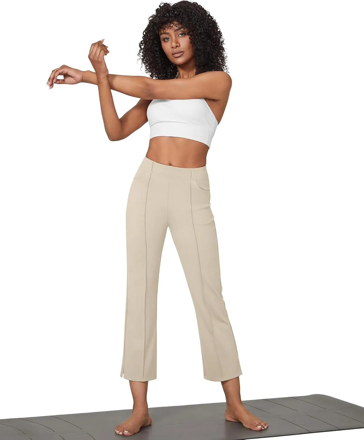 G4Free Yoga Dress Pants for Women Wide Leg Ankle Pants with Pockets Strechy Casual Loose Flare Work Pants 25"/27"/29"