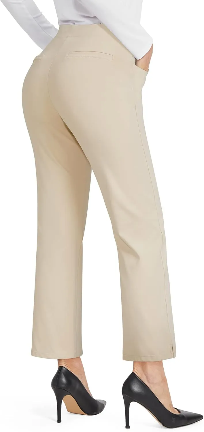 G4Free Yoga Dress Pants for Women Wide Leg Ankle Pants with Pockets Strechy Casual Loose Flare Work Pants 25"/27"/29"