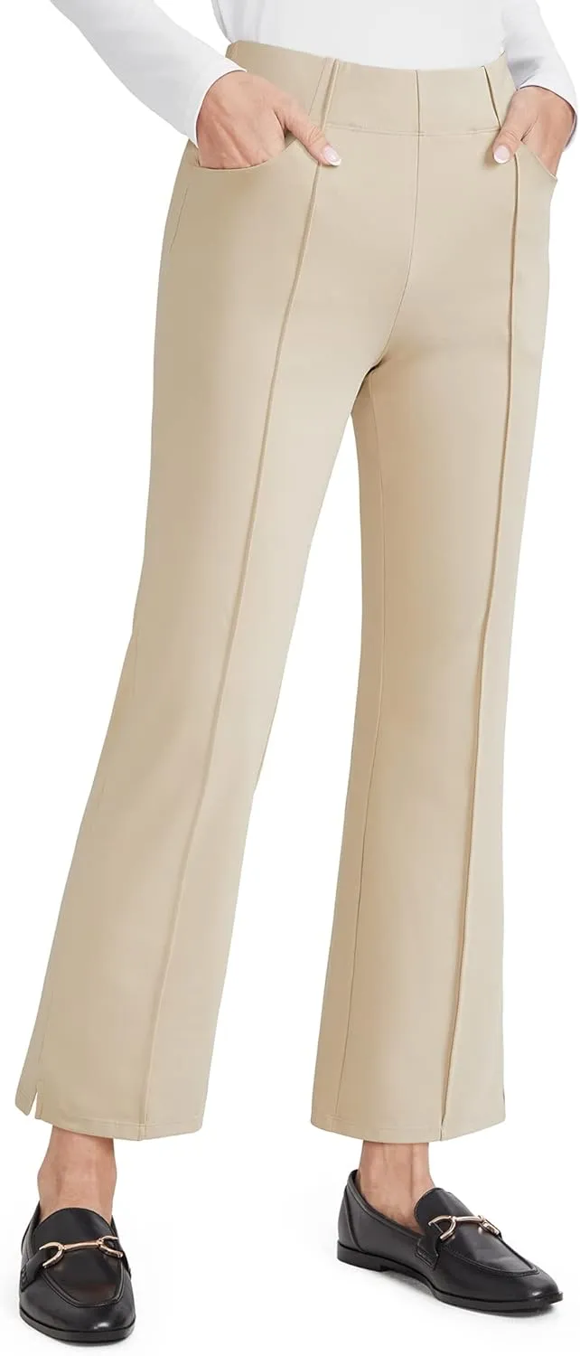 G4Free Yoga Dress Pants for Women Wide Leg Ankle Pants with Pockets Strechy Casual Loose Flare Work Pants 25"/27"/29"