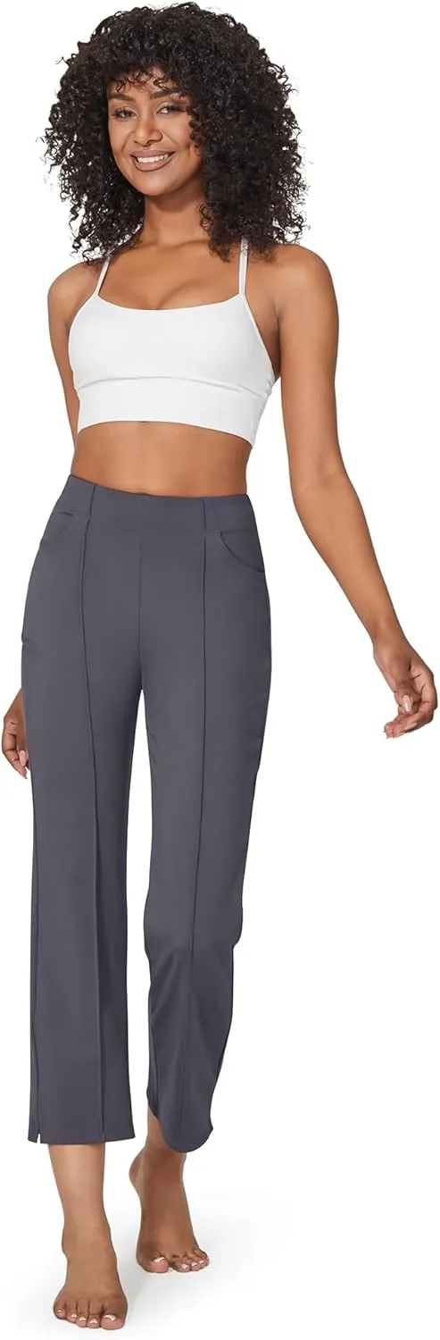 G4Free Yoga Dress Pants for Women Wide Leg Ankle Pants with Pockets Strechy Casual Loose Flare Work Pants 25"/27"/29"