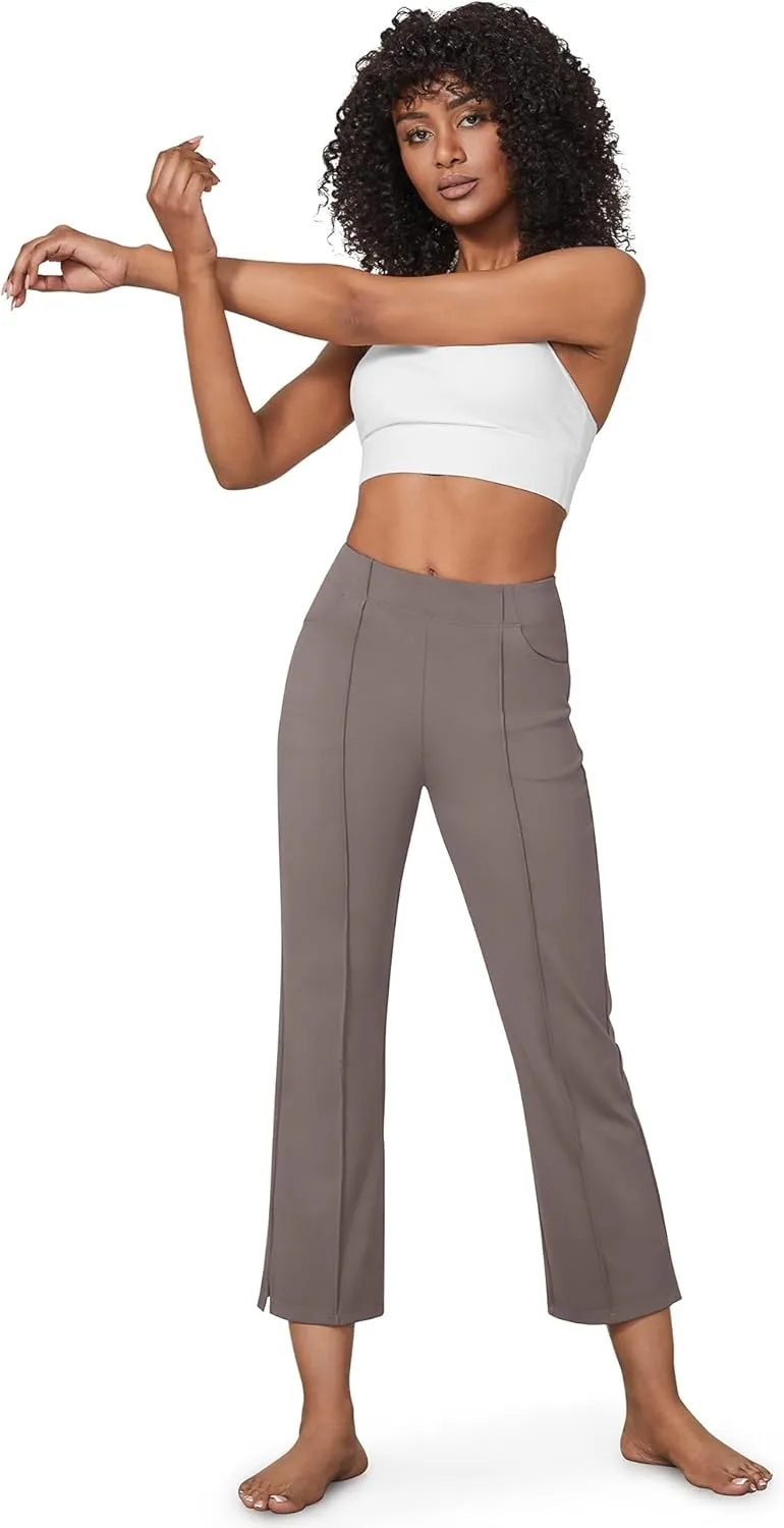 G4Free Yoga Dress Pants for Women Wide Leg Ankle Pants with Pockets Strechy Casual Loose Flare Work Pants 25"/27"/29"