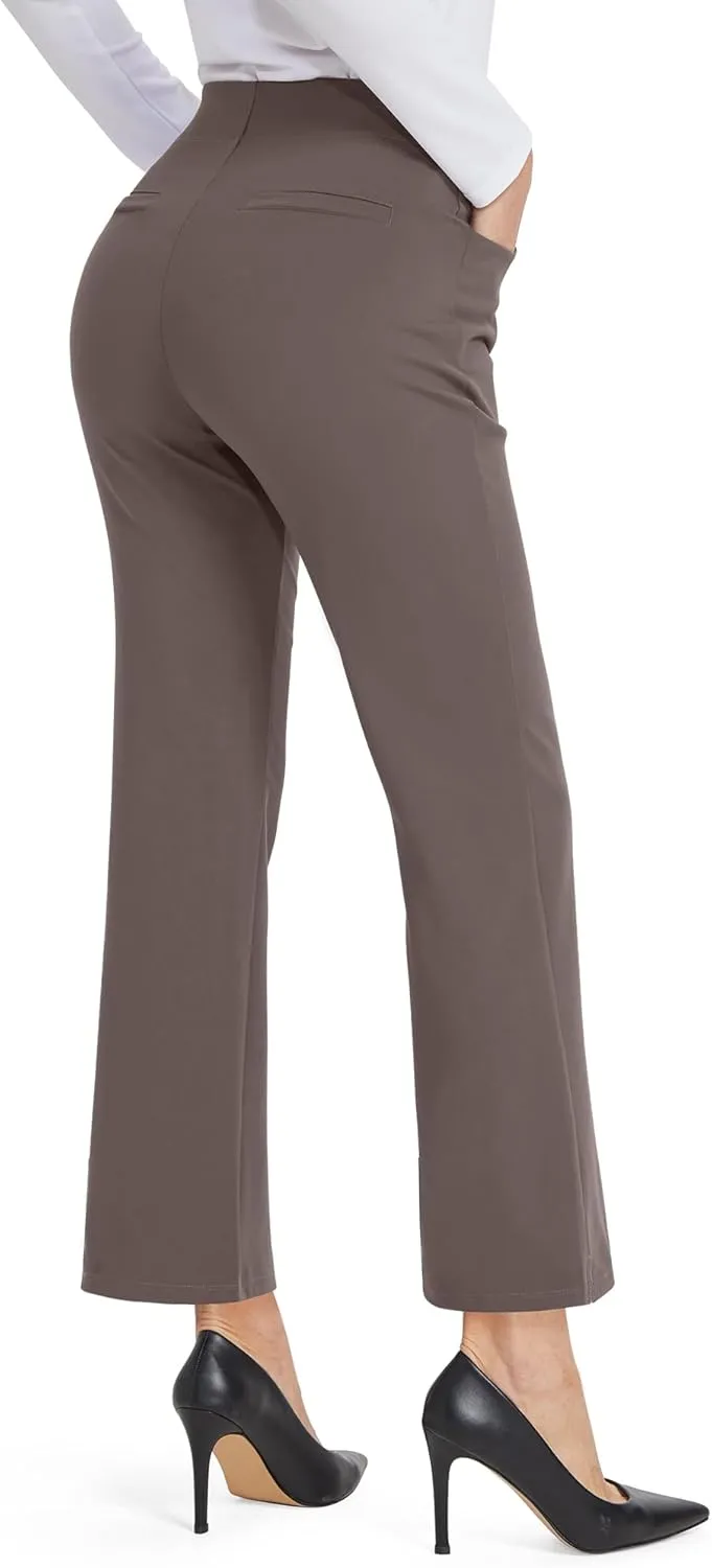 G4Free Yoga Dress Pants for Women Wide Leg Ankle Pants with Pockets Strechy Casual Loose Flare Work Pants 25"/27"/29"