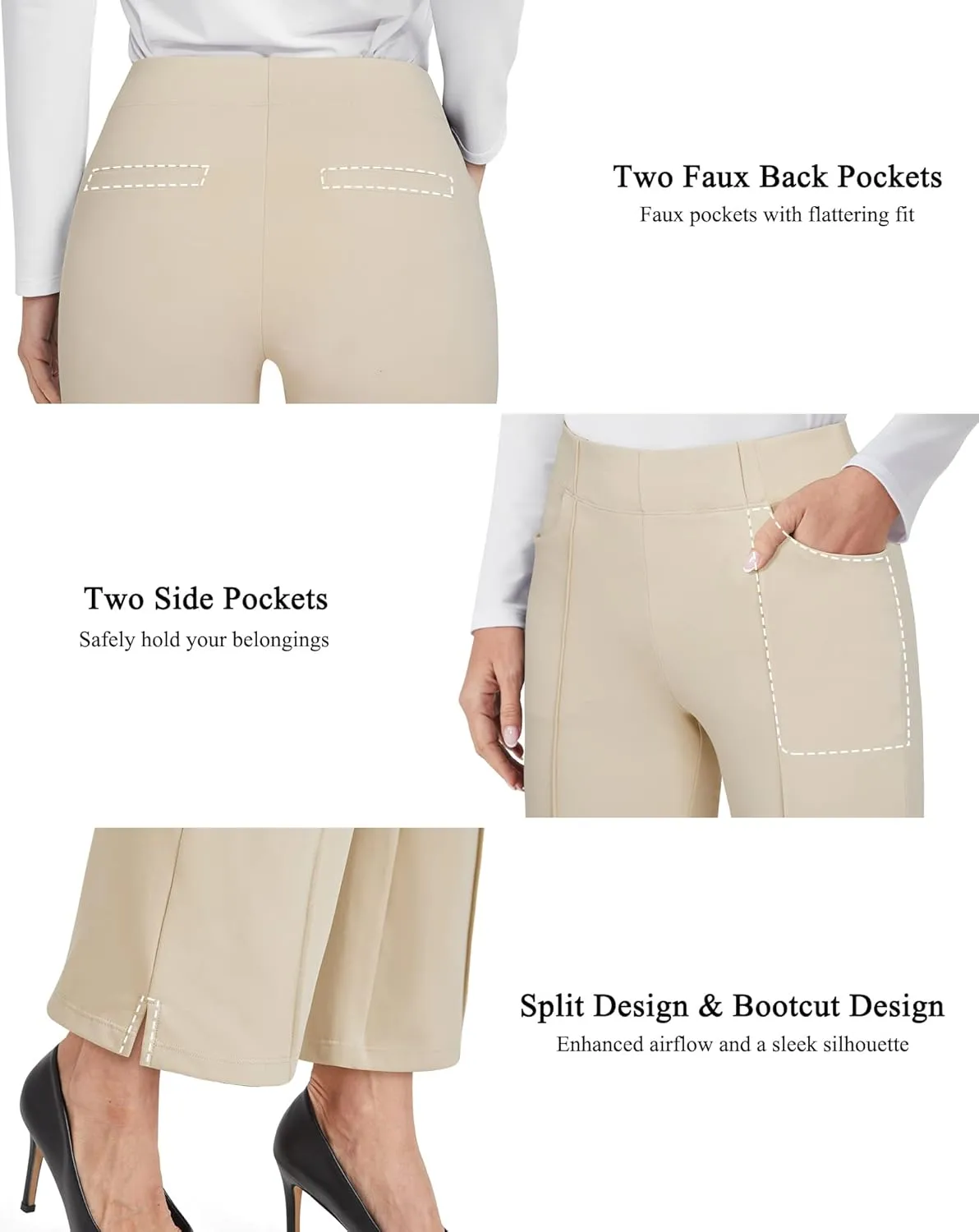 G4Free Yoga Dress Pants for Women Wide Leg Ankle Pants with Pockets Strechy Casual Loose Flare Work Pants 25"/27"/29"