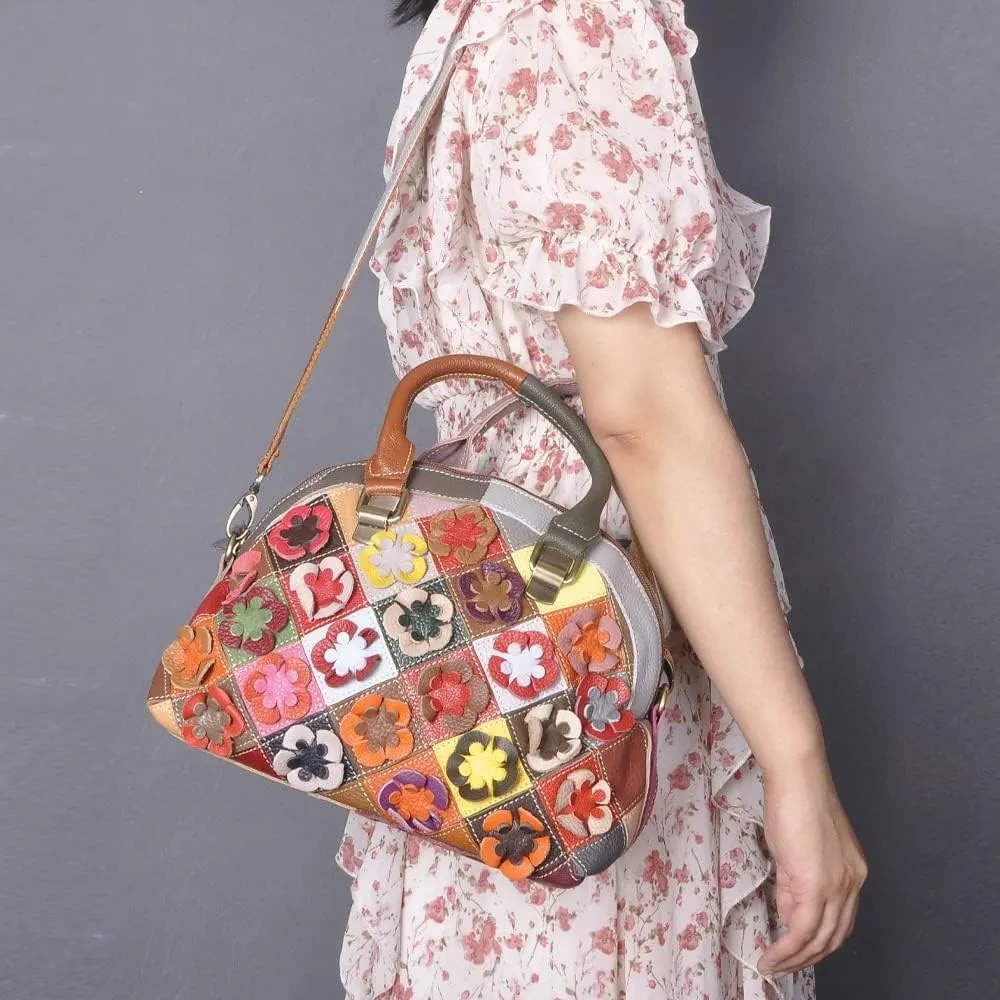 Genuine Leather Top Handle Handbags Medium Tote Bags Purses Crossbody Shoulder Bag Downupodwn Dome Satchel Bag for Women