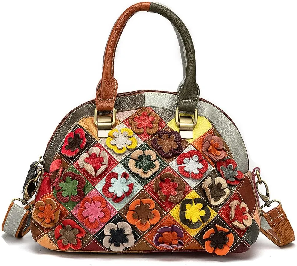 Genuine Leather Top Handle Handbags Medium Tote Bags Purses Crossbody Shoulder Bag Downupodwn Dome Satchel Bag for Women