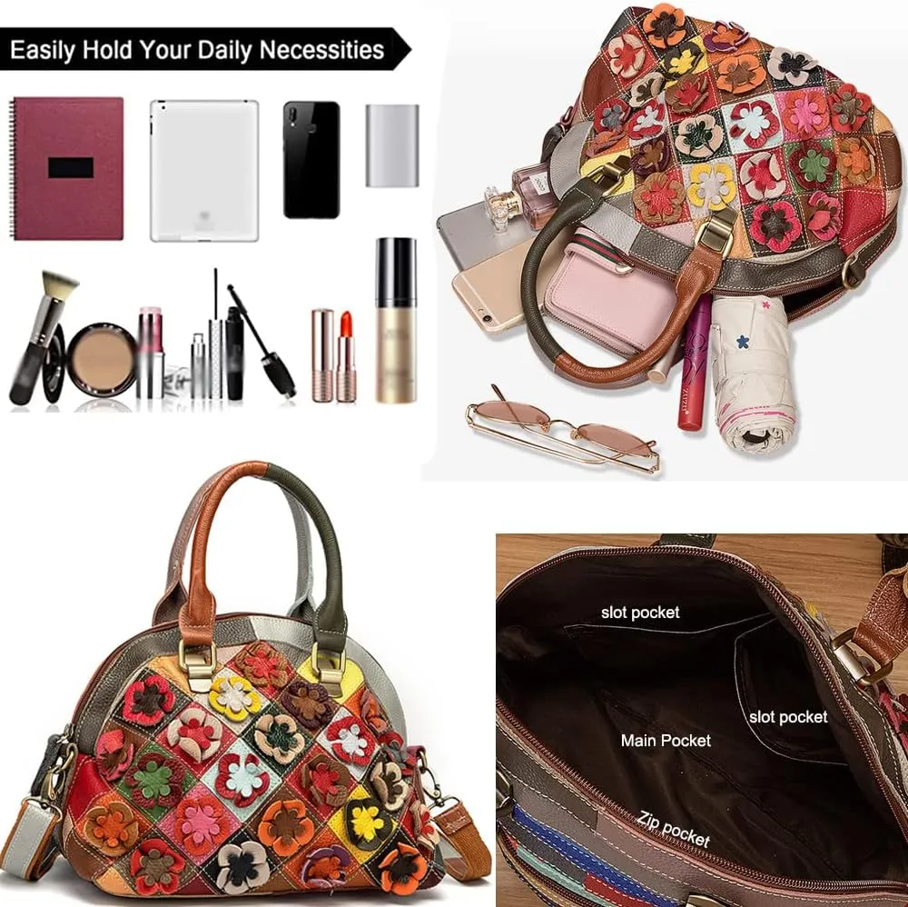 Genuine Leather Top Handle Handbags Medium Tote Bags Purses Crossbody Shoulder Bag Downupodwn Dome Satchel Bag for Women