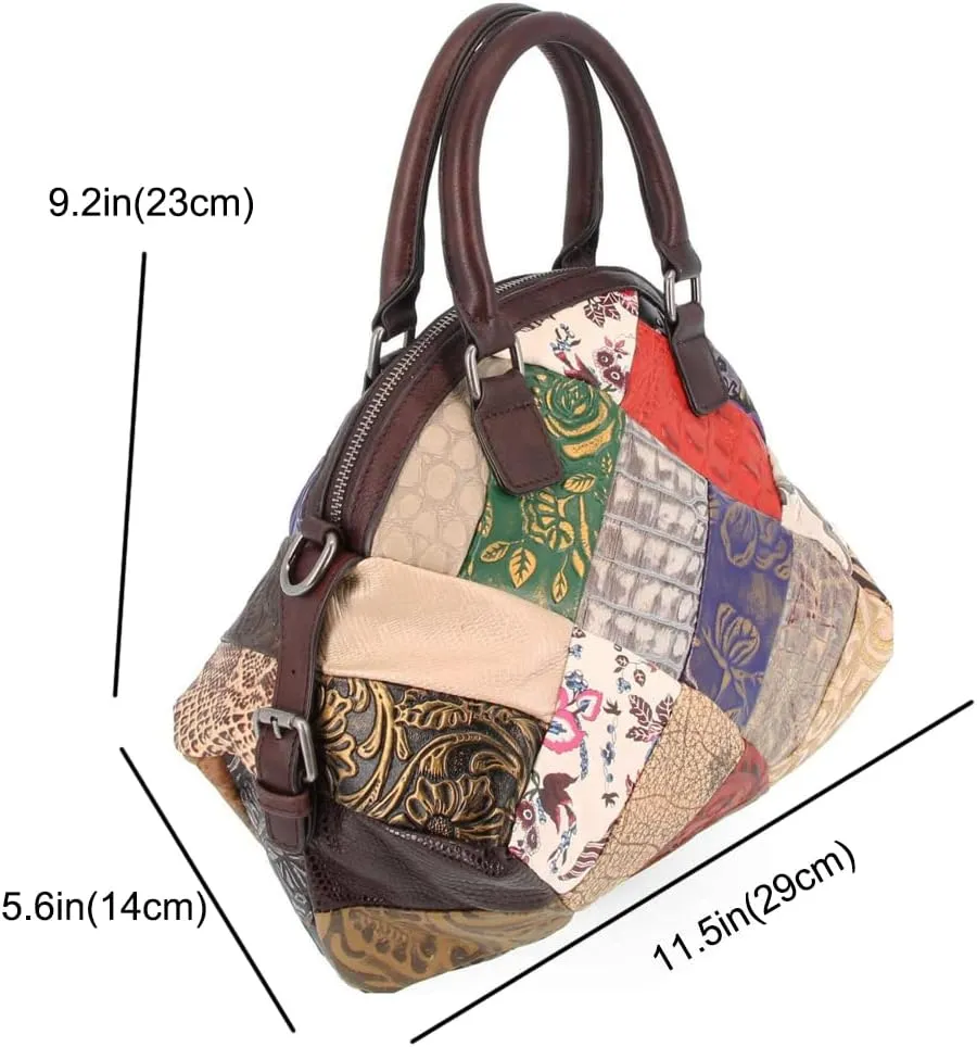Genuine Leather Top Handle Handbags Medium Tote Bags Purses Crossbody Shoulder Bag Downupodwn Dome Satchel Bag for Women