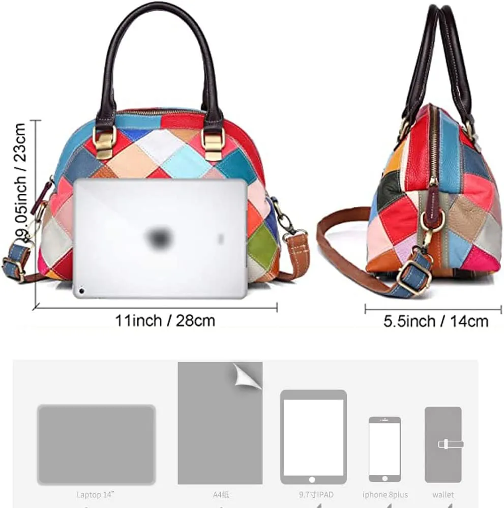Genuine Leather Top Handle Handbags Medium Tote Bags Purses Crossbody Shoulder Bag Downupodwn Dome Satchel Bag for Women