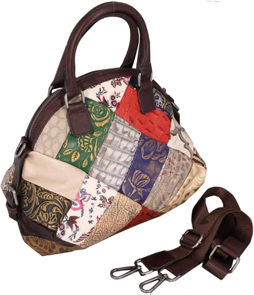 Genuine Leather Top Handle Handbags Medium Tote Bags Purses Crossbody Shoulder Bag Downupodwn Dome Satchel Bag for Women