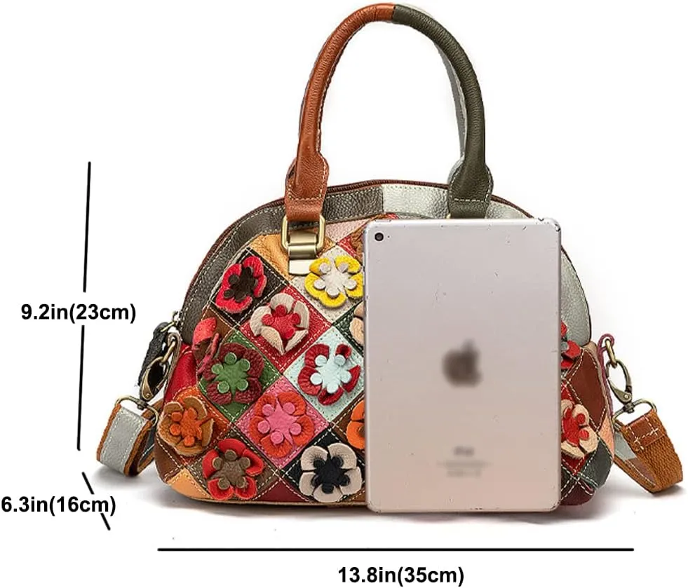 Genuine Leather Top Handle Handbags Medium Tote Bags Purses Crossbody Shoulder Bag Downupodwn Dome Satchel Bag for Women