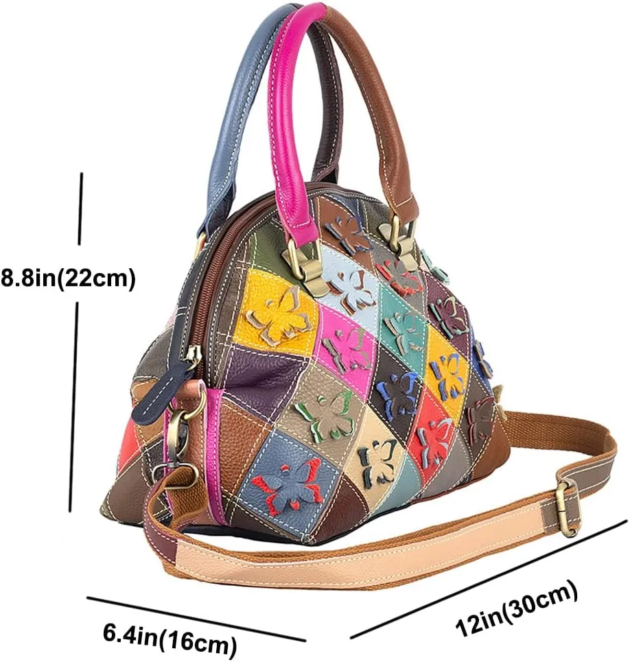 Genuine Leather Top Handle Handbags Medium Tote Bags Purses Crossbody Shoulder Bag Downupodwn Dome Satchel Bag for Women