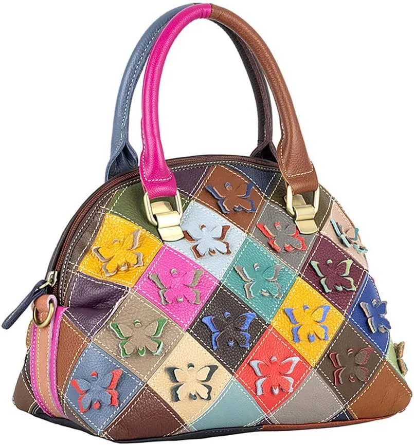 Genuine Leather Top Handle Handbags Medium Tote Bags Purses Crossbody Shoulder Bag Downupodwn Dome Satchel Bag for Women