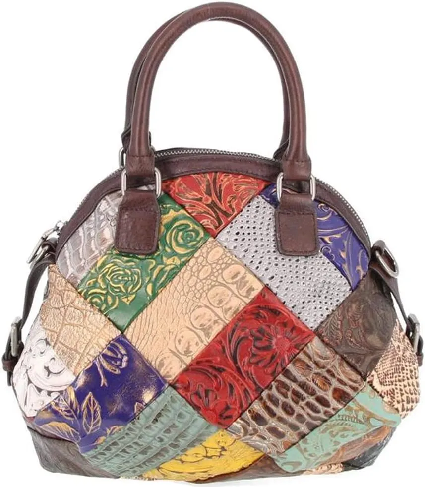 Genuine Leather Top Handle Handbags Medium Tote Bags Purses Crossbody Shoulder Bag Downupodwn Dome Satchel Bag for Women