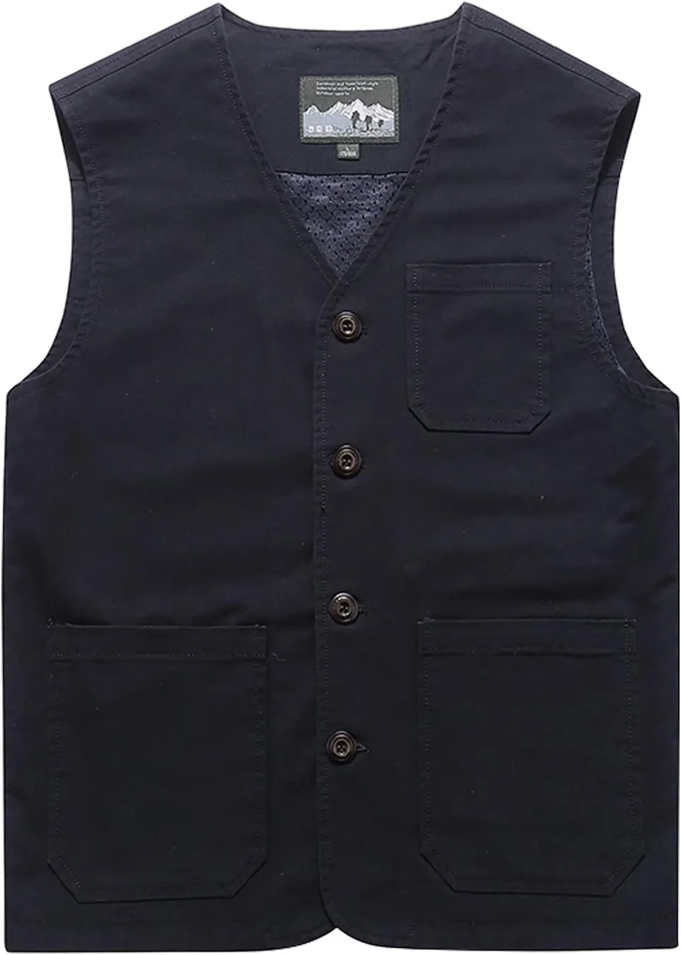 Gihuo Men's Travel Vest Casual Outdoor Multi-Pocket V-Neck Button Cotton Workwear Vest