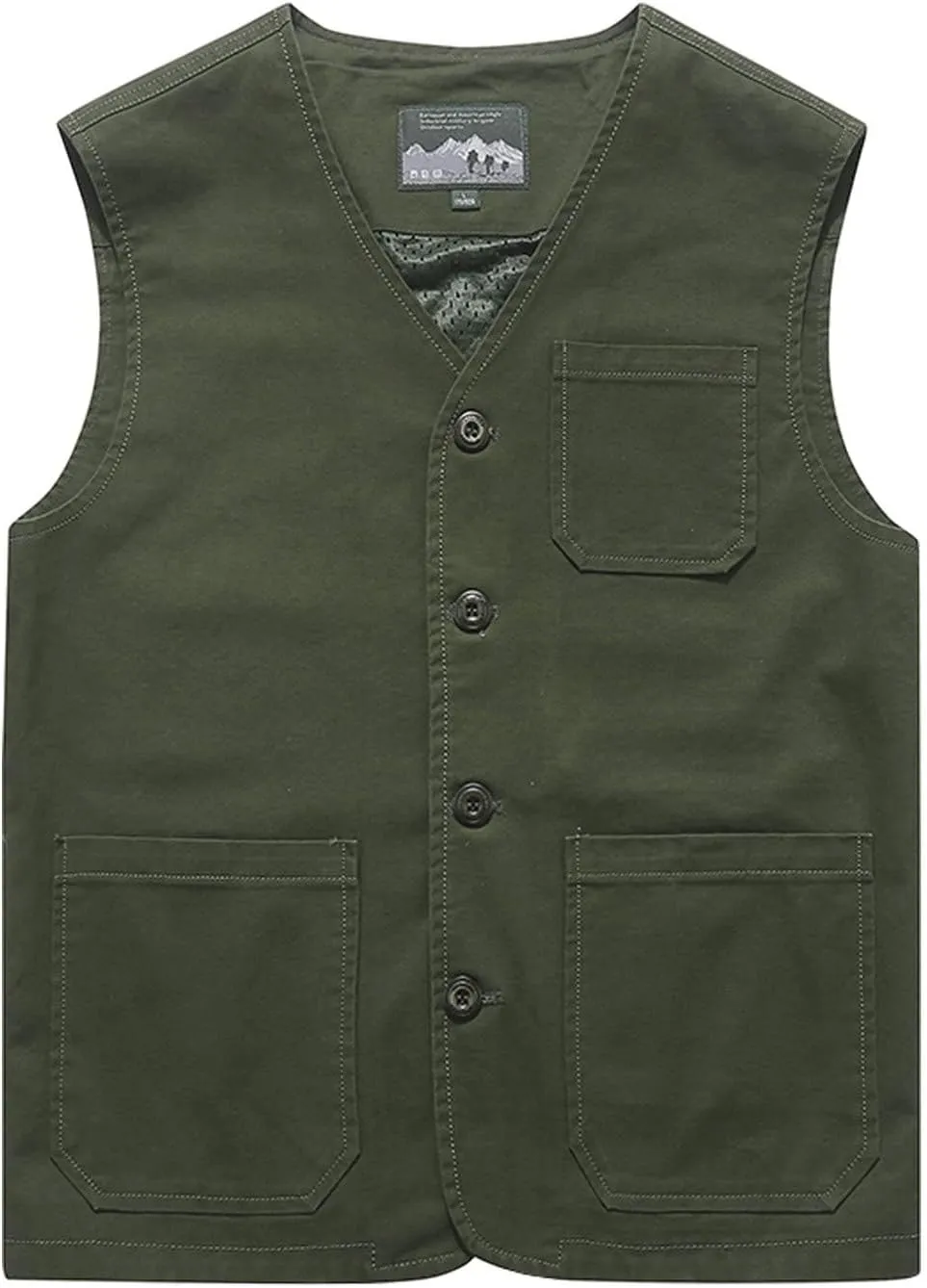 Gihuo Men's Travel Vest Casual Outdoor Multi-Pocket V-Neck Button Cotton Workwear Vest