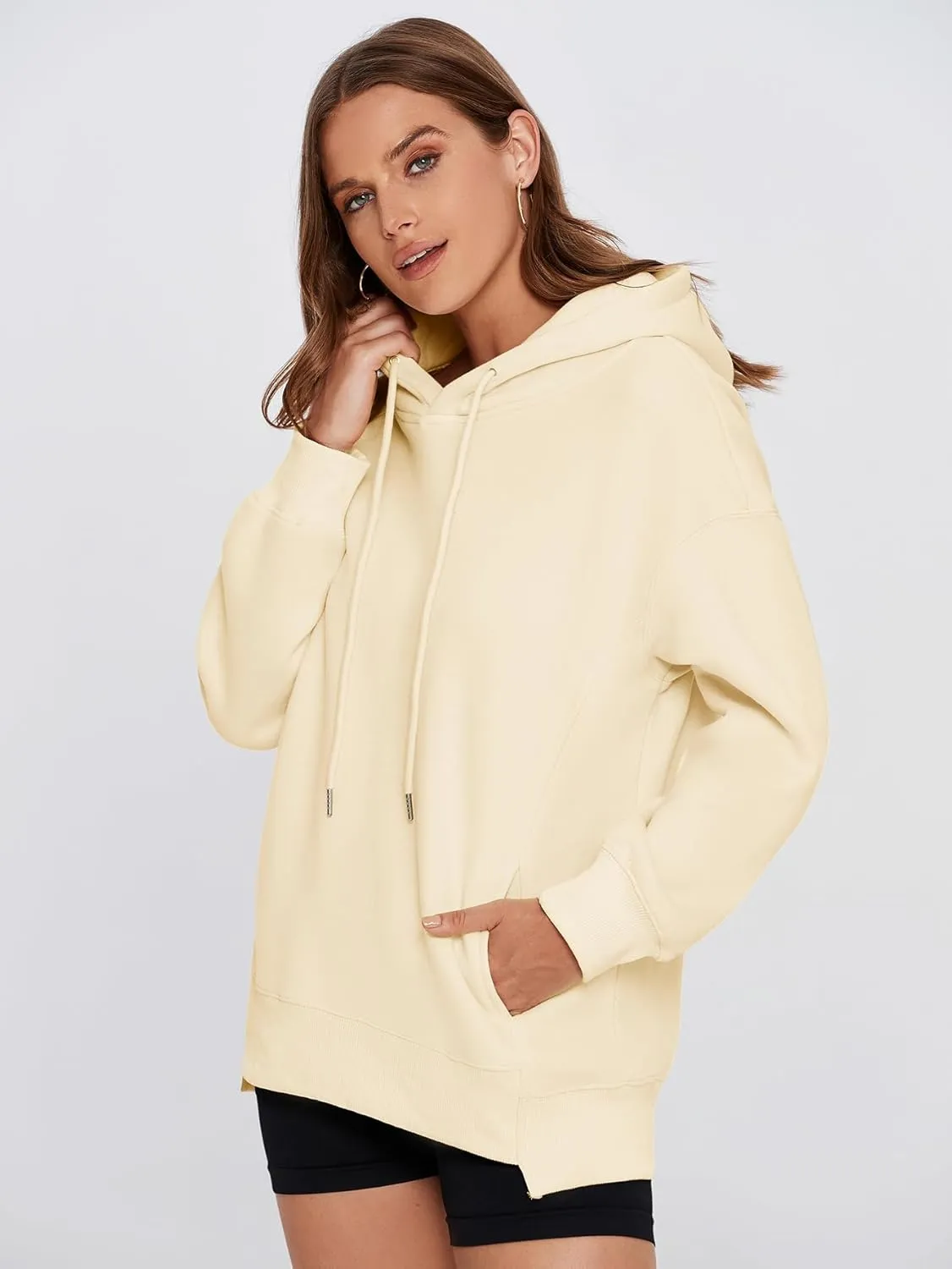 Glamaker Women's Hoodies Oversized Fall Fleece Sweatshirt Fashion Long Sleeve Pullover Trendy Outfits With Pocket