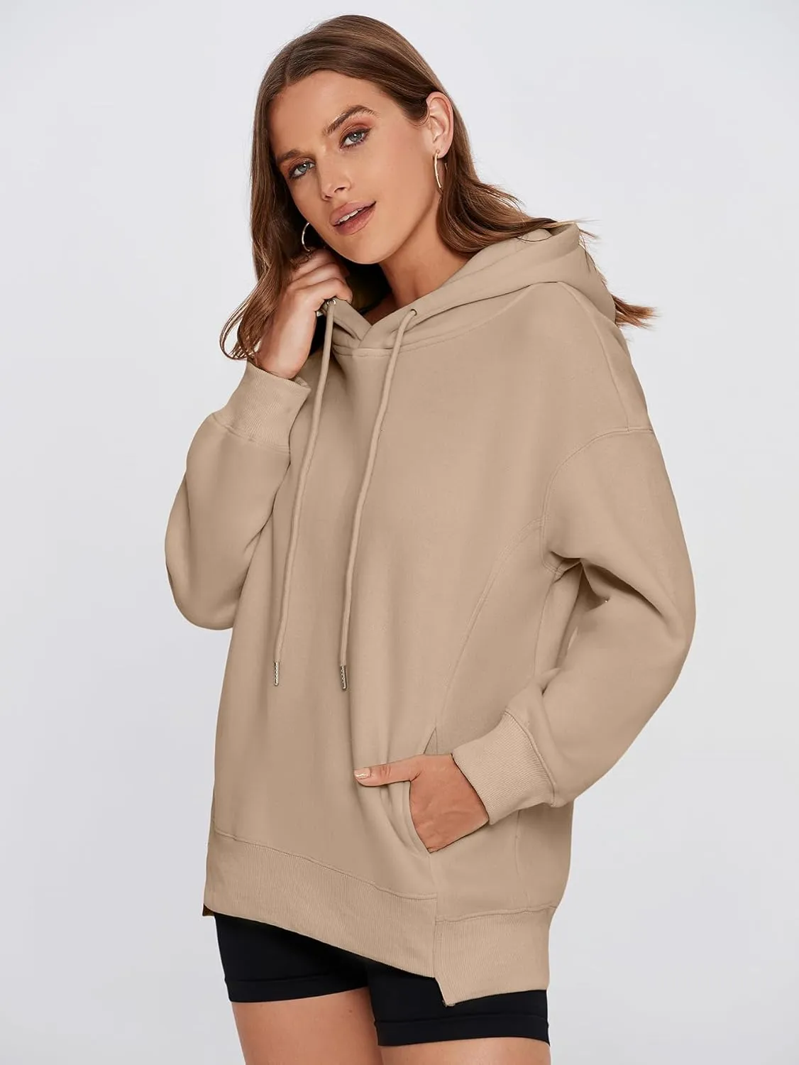 Glamaker Women's Hoodies Oversized Fall Fleece Sweatshirt Fashion Long Sleeve Pullover Trendy Outfits With Pocket