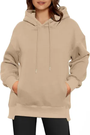 Glamaker Women's Hoodies Oversized Fall Fleece Sweatshirt Fashion Long Sleeve Pullover Trendy Outfits With Pocket