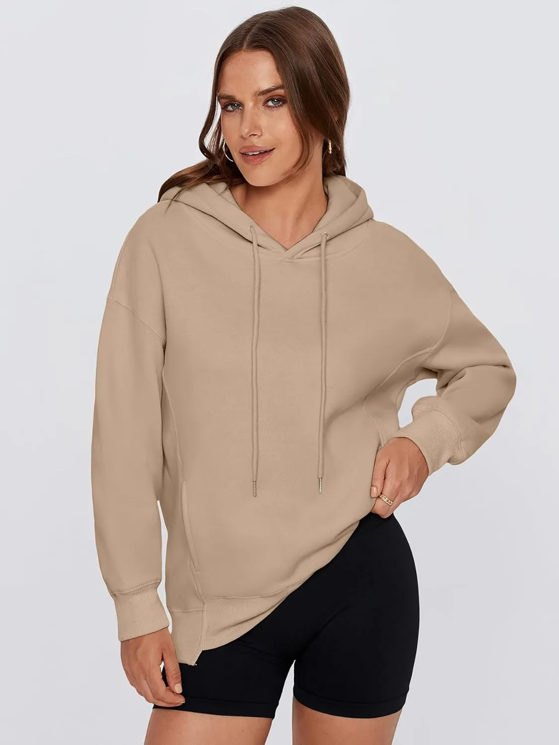 Glamaker Women's Hoodies Oversized Fall Fleece Sweatshirt Fashion Long Sleeve Pullover Trendy Outfits With Pocket