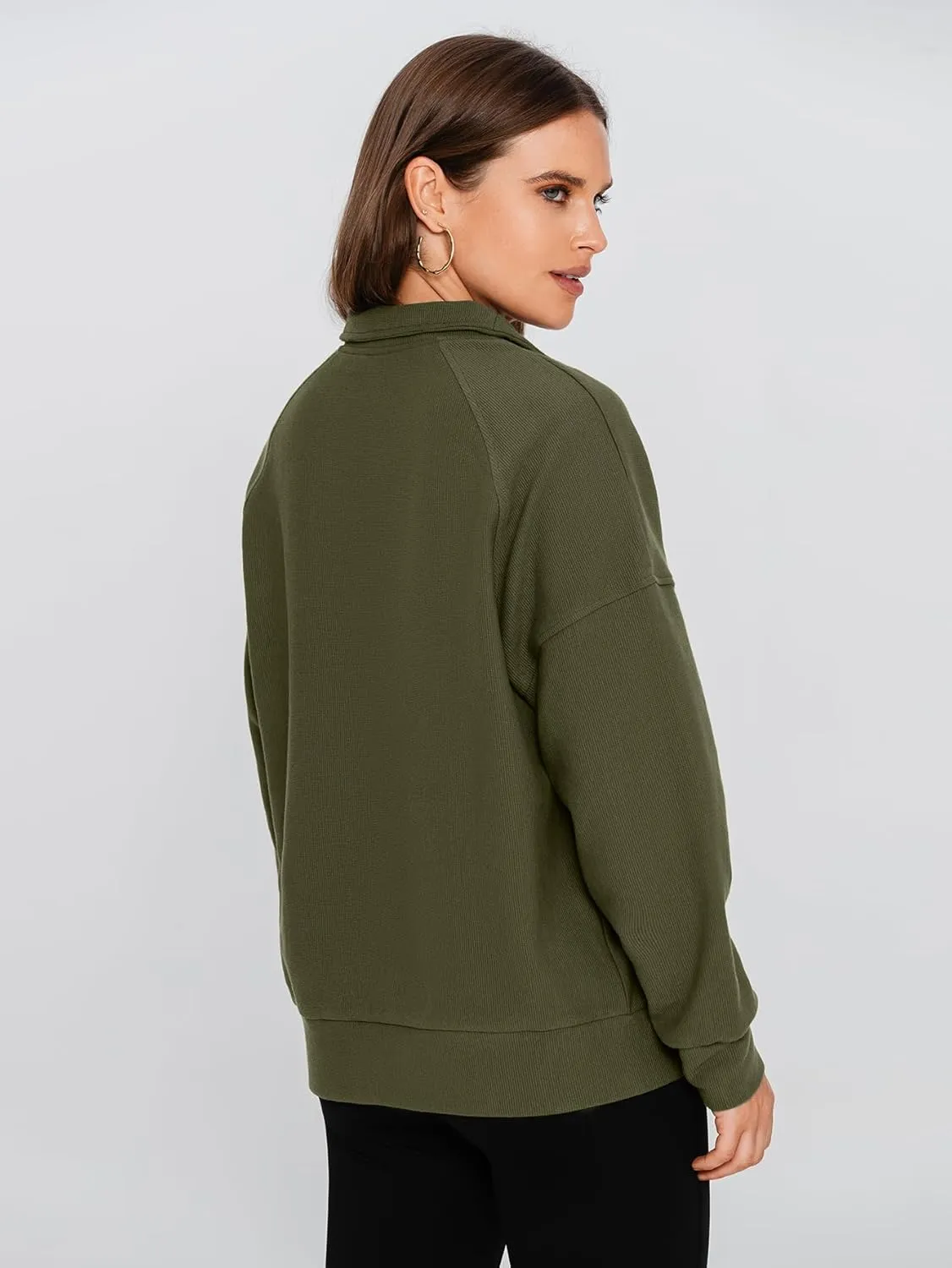 Glamaker Womens Sweatshirts Casual Essentials Pullover Fall Half Zip Tops Preppy Shirt Long Sleeve Fashion Clothes