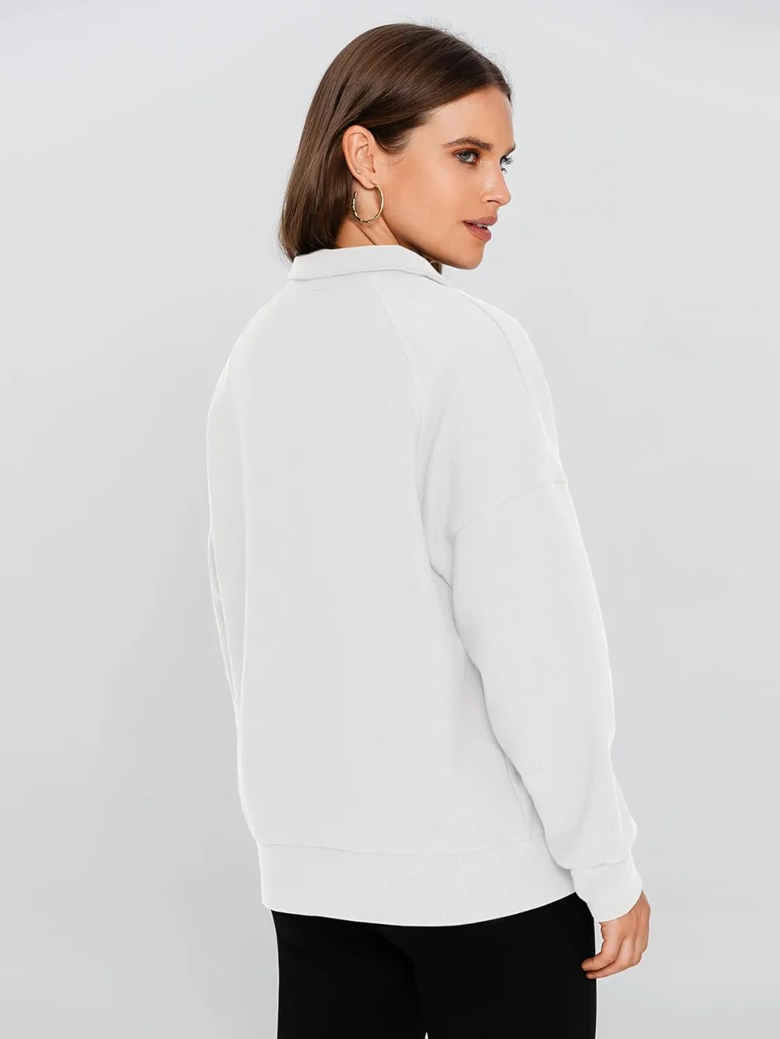 Glamaker Womens Sweatshirts Casual Essentials Pullover Fall Half Zip Tops Preppy Shirt Long Sleeve Fashion Clothes