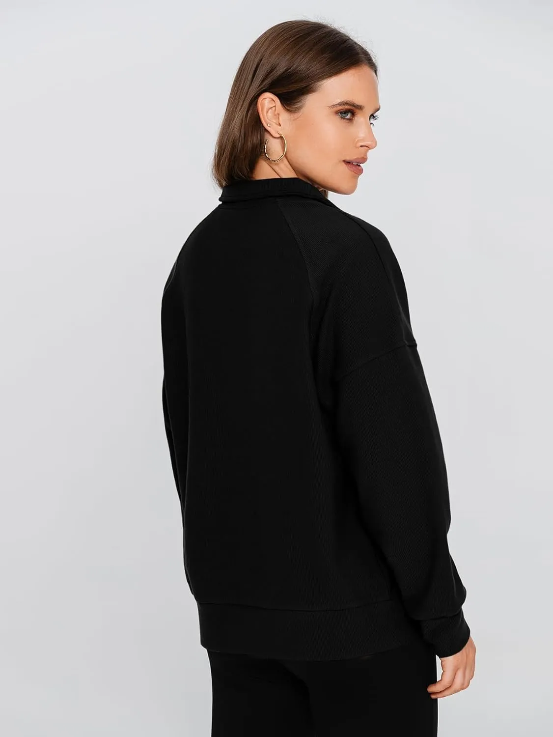Glamaker Womens Sweatshirts Casual Essentials Pullover Fall Half Zip Tops Preppy Shirt Long Sleeve Fashion Clothes