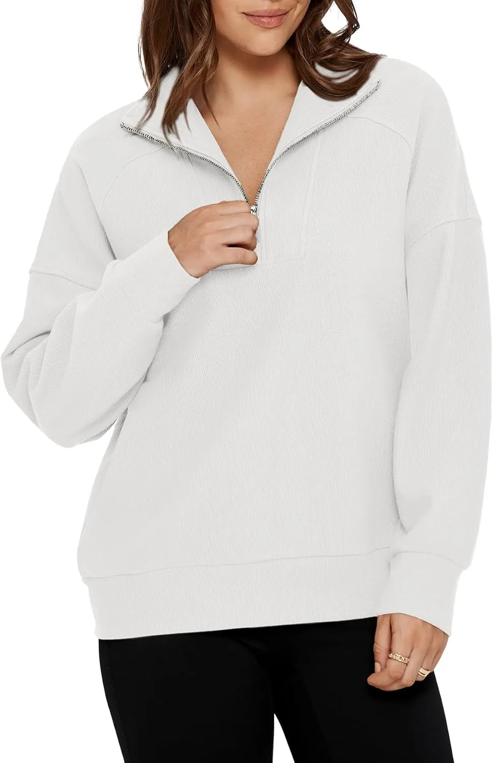 Glamaker Womens Sweatshirts Casual Essentials Pullover Fall Half Zip Tops Preppy Shirt Long Sleeve Fashion Clothes