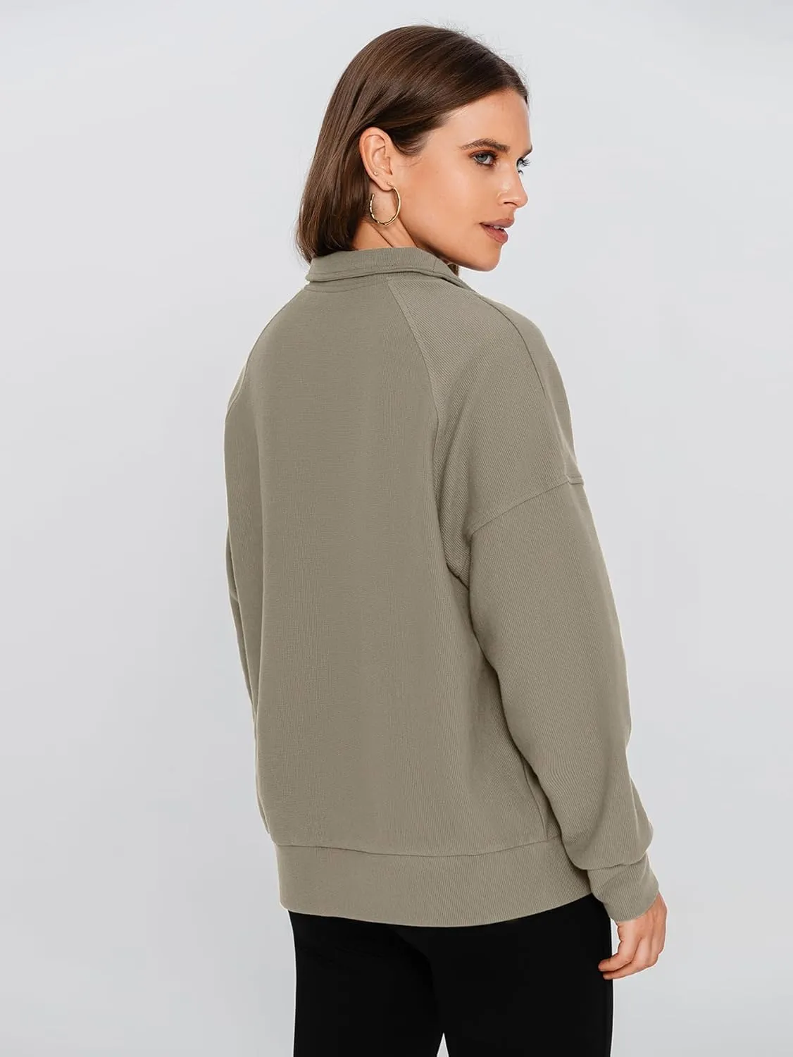 Glamaker Womens Sweatshirts Casual Essentials Pullover Fall Half Zip Tops Preppy Shirt Long Sleeve Fashion Clothes