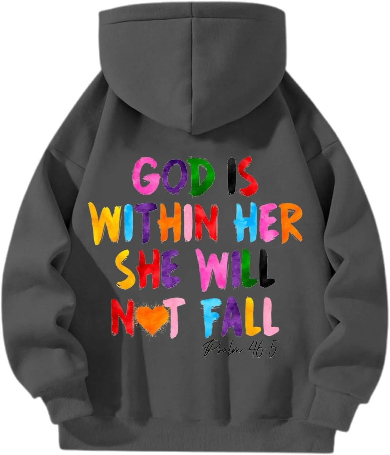 God is Within Her Will Not Fall Hoodies for Women,Casual Zip Up Hooded Sweatshirt Oversized Cute Fall Sweatshirts