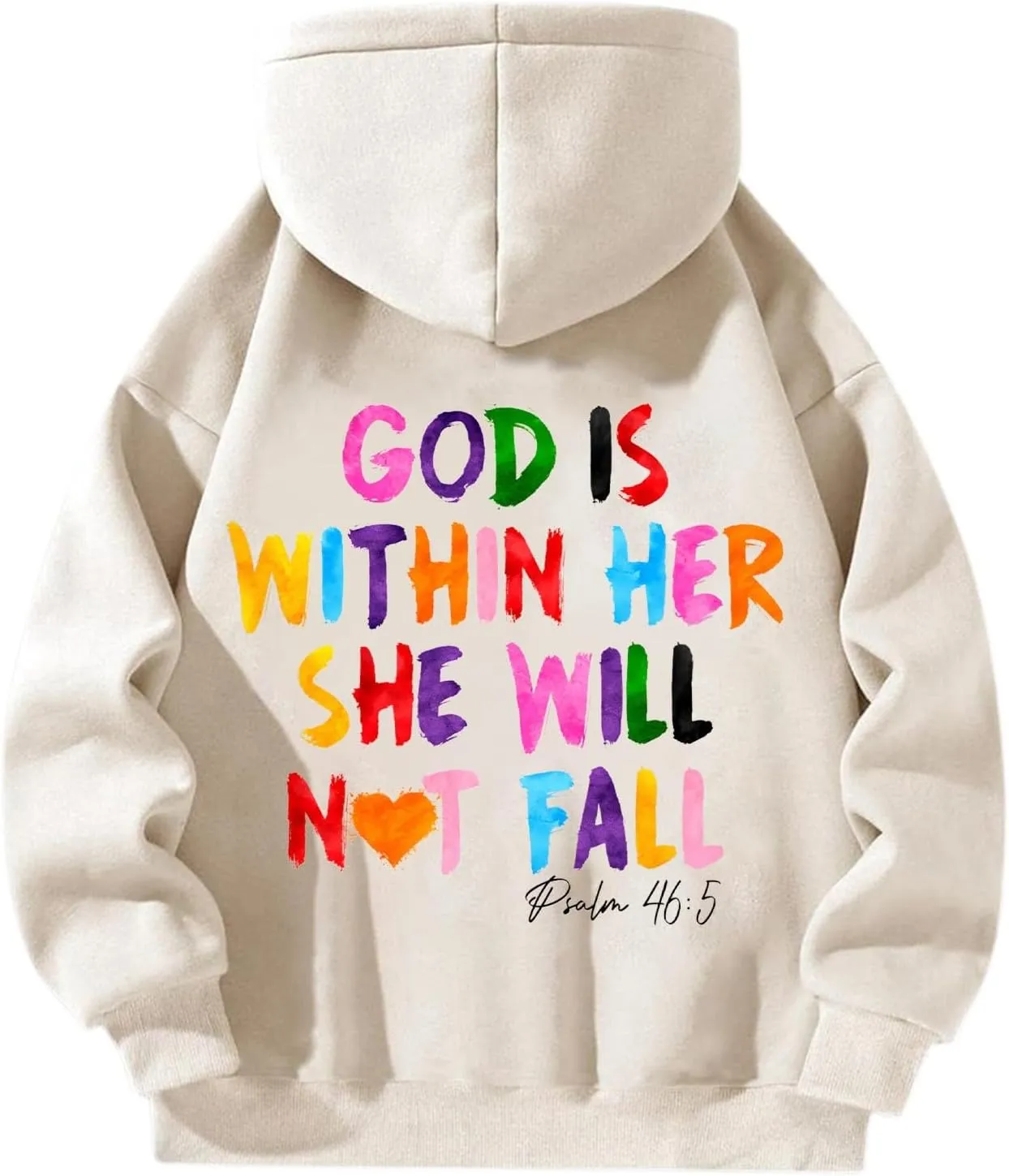 God is Within Her Will Not Fall Hoodies for Women,Casual Zip Up Hooded Sweatshirt Oversized Cute Fall Sweatshirts
