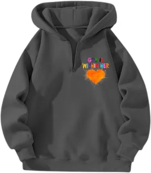 God is Within Her Will Not Fall Hoodies for Women,Casual Zip Up Hooded Sweatshirt Oversized Cute Fall Sweatshirts