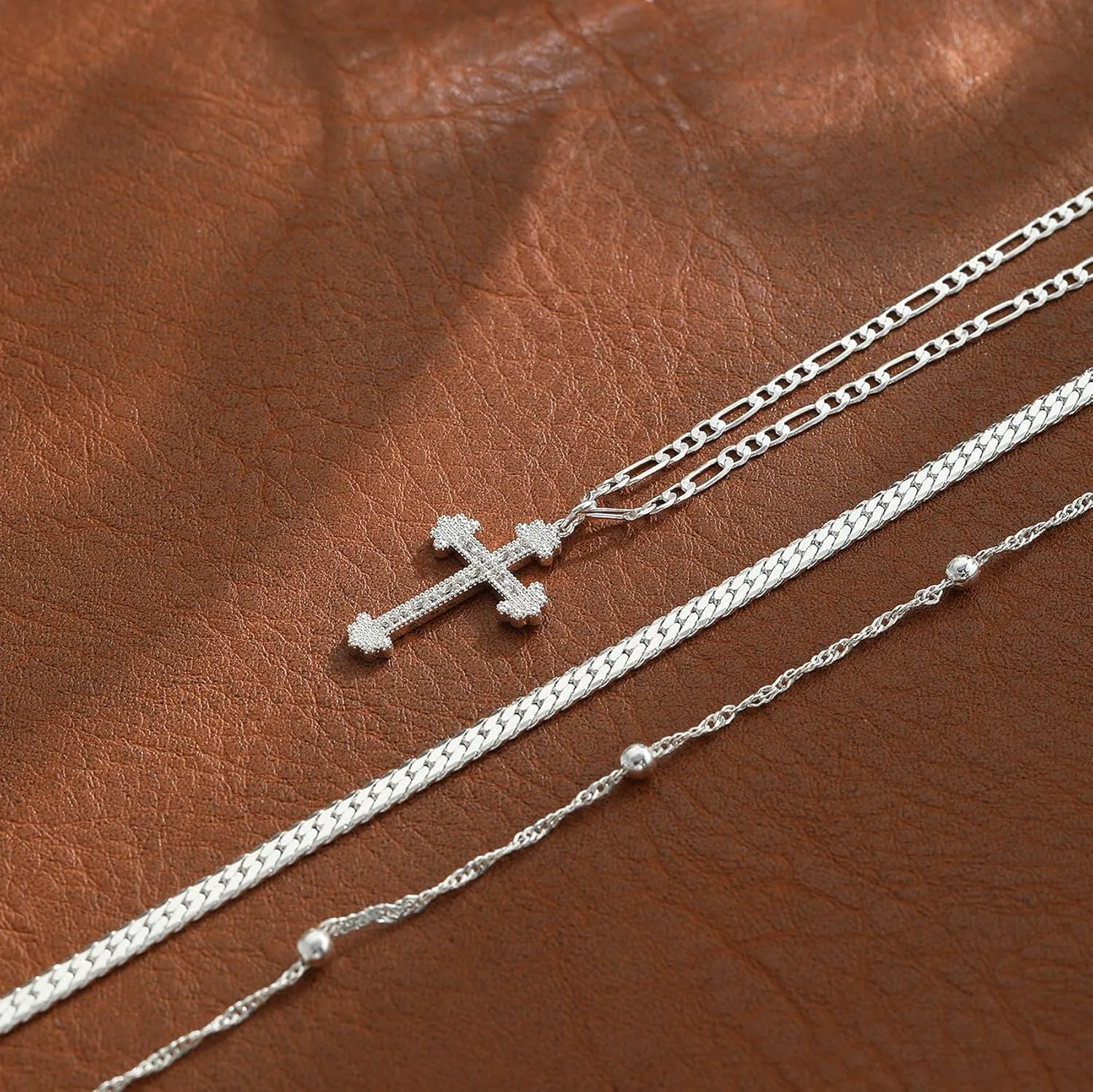 Gold Cross Necklace for Women 14K Gold Plated Dainty Layered Pendant Choker Simple Trendy Cute Cross Charm Diamond Necklace Faith Jewelry Religious Gift