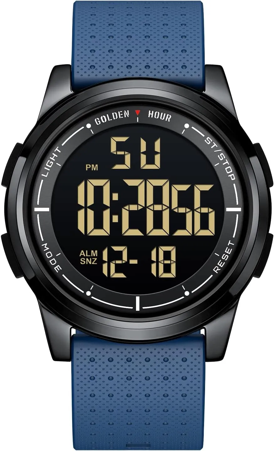 GOLDEN HOUR Ultra-Thin Minimalist Sports Waterproof Digital Watches Men with Wide-Angle Display Rubber Strap Wrist Watch for Men Women