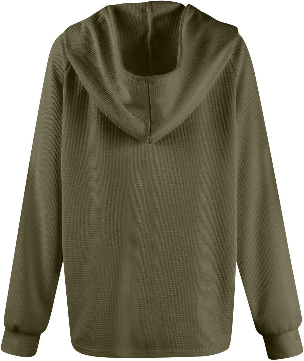 Gumipy Long Sleeve Shirts for Women Waffle V Neck Button Up Shirts Trendy Oversized Hoodies Tshirts Spring Casual Tunic Tops