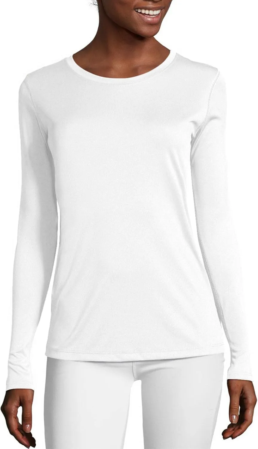 Hanes womens Sport Cool Dri Performance Long Sleeve T-shirt Shirt, White, Medium US