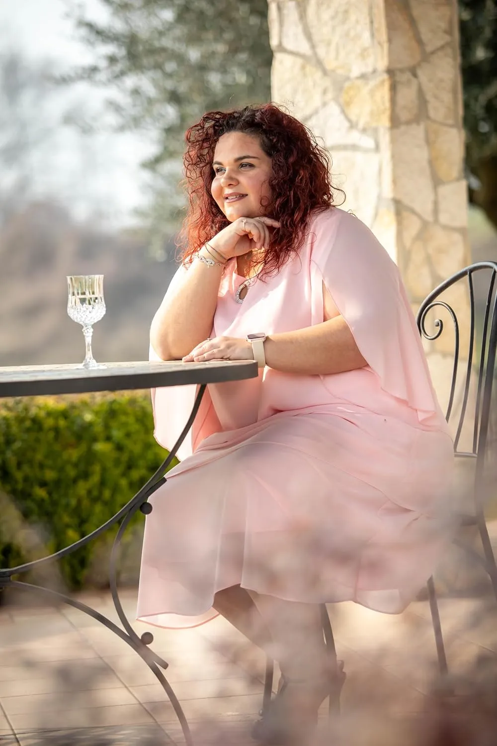 Hanna Nikole Plus Size Wedding Guest Dress for Women Layered Hem Chiffon Mother of The Bride Dress
