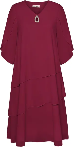 Hanna Nikole Plus Size Wedding Guest Dress for Women Layered Hem Chiffon Mother of The Bride Dress