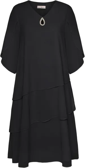 Hanna Nikole Plus Size Wedding Guest Dress for Women Layered Hem Chiffon Mother of The Bride Dress