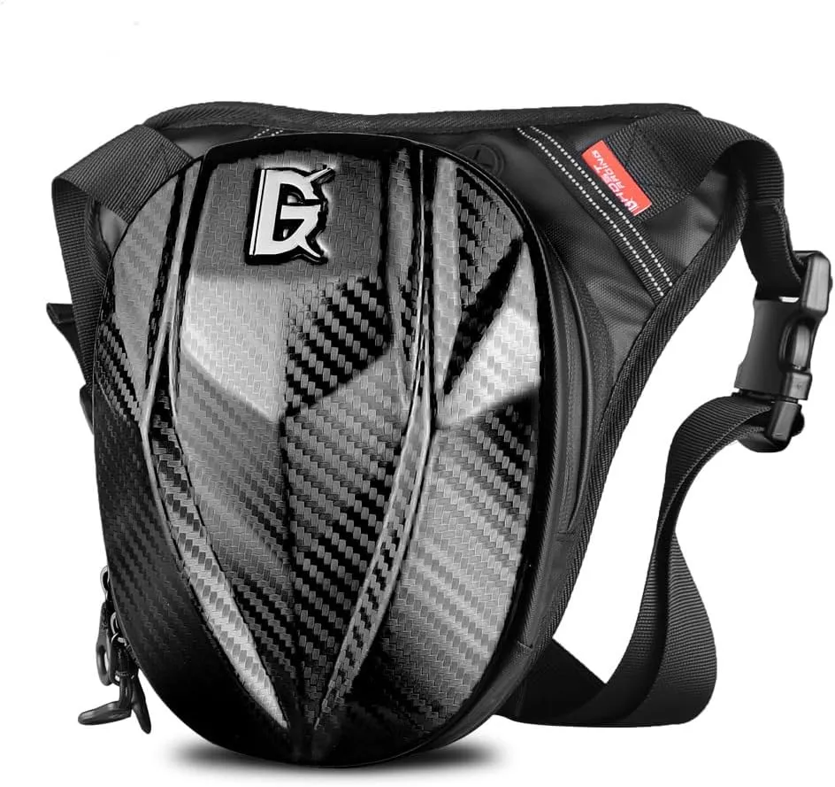 Hard Shell Leg Bag for Men Women Thigh Waist Bum Hip Fanny Belt Bag Cell/Mobile Phone Purse Pouch Outdoor Travel Hiking Cycling Tactical Outdoor Sports Motorcycle Riding Pack Daypack, Black